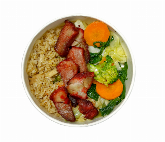 Fried Rice, BBQ Pork & Stir Fry Vegetables